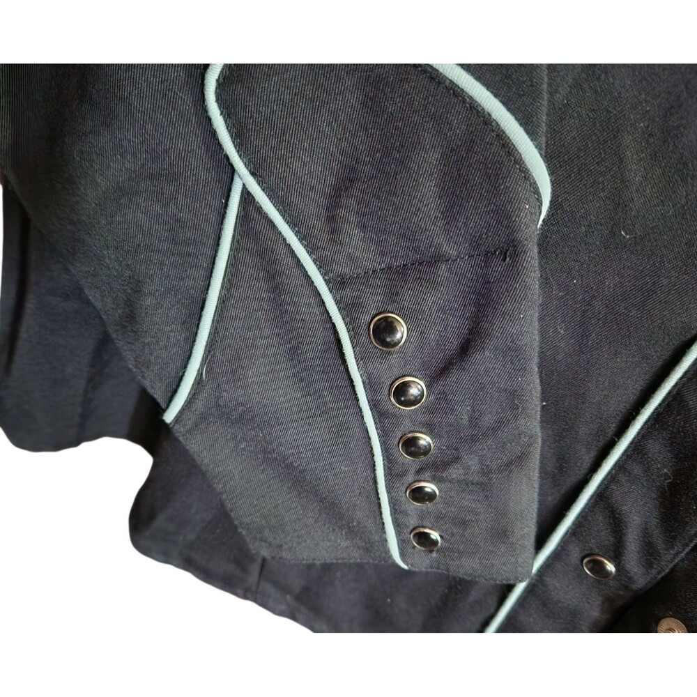 Roper Western Shirt Pearl Snap Black Teal Trim Drink Embroidery Womens Size XL - Picture 4 of 8